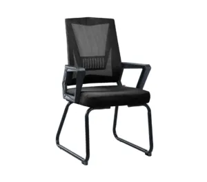 Black Mesh Visitor Chair with Padded Seat and Black Sled Base in Qatar