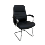 Black Leather Executive Visitor Chair with Chrome Cantilever Frame in Qatar
