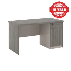 Grey Wood Office Desk with Side Storage Cabinet in Qatar