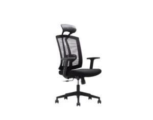 Black Ergonomic Mesh Office Chair with Adjustable Headrest in Qatar