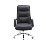 Black Leather Executive Office Chair with Chrome Base in Qatar