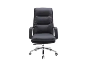 Black Leather Executive Office Chair with Chrome Base in Qatar