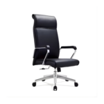 Black Leather High Back Office Chair with Chrome Base in Qatar