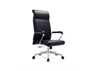 Black Leather High Back Office Chair with Chrome Base in Qatar