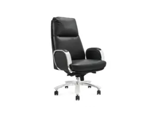 Black Leather Executive Chair with Wide Padded Seat in Qatar