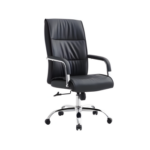 Black Leather Executive Office Chair with Padded Back in Qatar