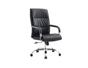 Black Leather Executive Office Chair with Padded Back in Qatar