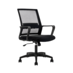 Black Mesh Office Chair with Fixed Armrests in Qatar