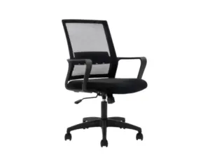Black Mesh Office Chair with Fixed Armrests in Qatar