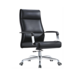 Black Leather High Back Executive Chair with Chrome Base in Qatar