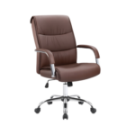 Brown Leather Executive Office Chair with Chrome Base in Qatar