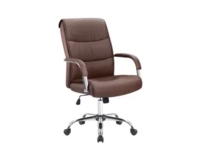 Brown Leather Executive Office Chair with Chrome Base in Qatar