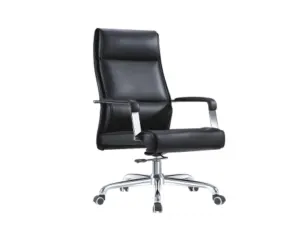Black Leather High Back Executive Chair with Chrome Base in Qatar