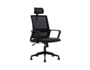 Black High Back Mesh Office Chair with Headrest in Qatar