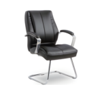 Black Leather Visitor Chair with Chrome Cantilever Base in Qatar