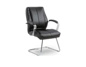 Black Leather Visitor Chair with Chrome Cantilever Base in Qatar