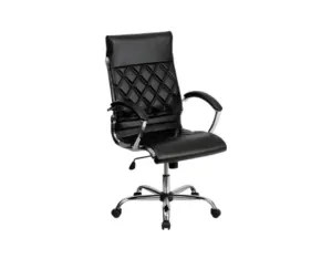 Black Leather Executive Chair with Quilted Back in Qatar