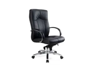 Black Leather Executive Office Chair with Padded Headrest in Qatar