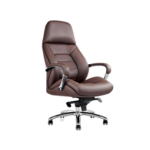 Brown Leather High Back Executive Chair with Padded Headrest in Qatar