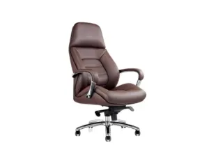 Brown Leather High Back Executive Chair with Padded Headrest in Qatar