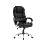 Black Leather Executive Chair with Cushioned Back in Qatar