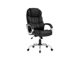 Black Leather Executive Chair with Cushioned Back in Qatar