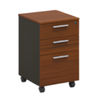 Dark Wood Three-Drawer Mobile Pedestal on Castors