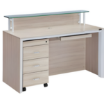Light Wood Reception Desk with Glass Counter in Qatar