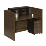 Dark Wood Reception Desk with Drawer Pedestal in Qatar