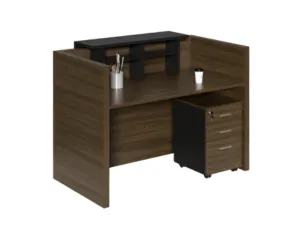 Dark Wood Reception Desk with Drawer Pedestal in Qatar
