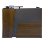 Modern Wood and Grey Reception Counter in Qatar