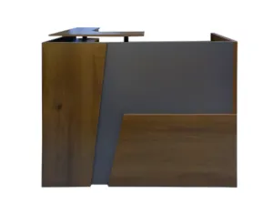 Modern Wood and Grey Reception Counter in Qatar