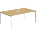 Light Wood Meeting Table with White Metal Legs in Qatar