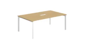 Light Wood Meeting Table with White Metal Legs in Qatar