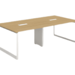 Large Light Wood Meeting Table with White Loop Legs in Qatar