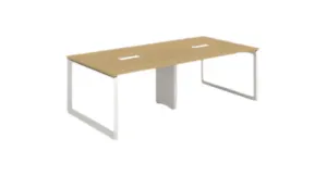Large Light Wood Meeting Table with White Loop Legs in Qatar