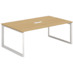 Light Wood Meeting Table with White Metal Loop Legs in Qatar