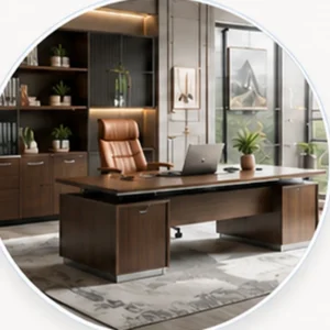 Executive office desk and storage workspace