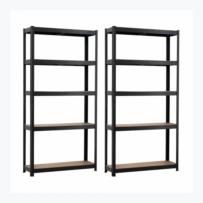 Black metal office shelving units for organized storage