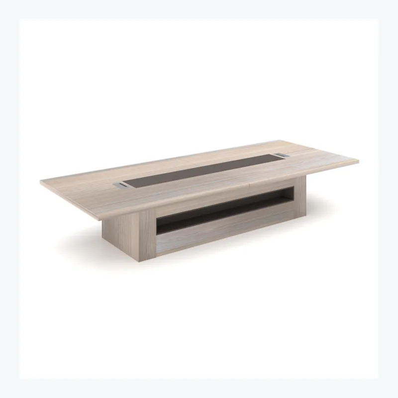 Light wood meeting table with cable management in Qatar