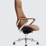 GW-06 A high-back PU office chair, brown and aluminium five-star base, Qatar