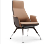 GW-1805C PU visitor chair, brown with dark brown outer panels and four-leg fixed base, Qatar