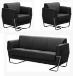 SF-169 black PU office sofa set with three seater and two armchairs Qatar