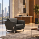 SF-169 single black PU office armchair with chrome sled base Qatar