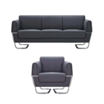 SF-169 black three seater office sofa and single armchair on white background Qatar