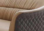 SF-192 office sofa diamond-pattern side panel and stitching detail in brown