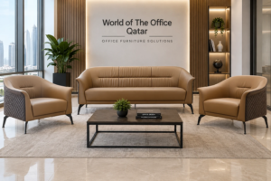 SF-192 PU office sofa set 3+1+1 in brown with diamond side panels Qatar