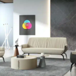 SF-232 beige and dark grey PU office sofa set 3+1+1 in Qatar