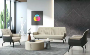 SF-232 beige and dark grey PU office sofa set 3+1+1 in Qatar
