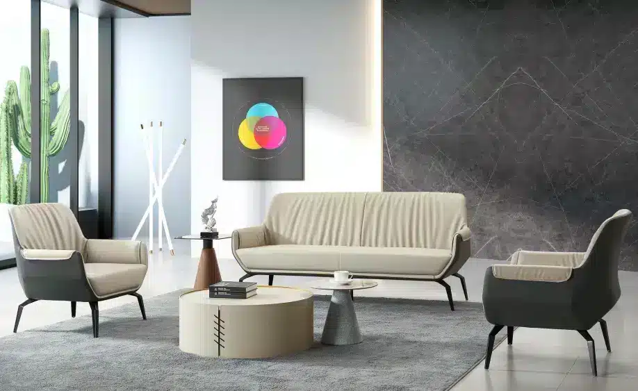 SF-232 Beige and Dark Grey PU Office Sofa Set 3+1+1 SF-232 beige and dark grey PU office sofa set 3+1+1 in Qatar